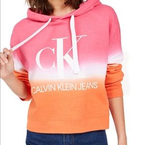NWT-Calvin Klein cropped tie-dye graphic hoodie
